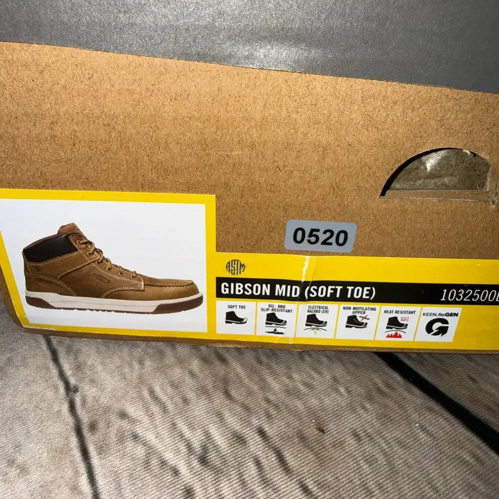 KEEN Gibson Waterproof Work Boot Men's US 11D Belgian Mid Top Lace Up Soft Toe